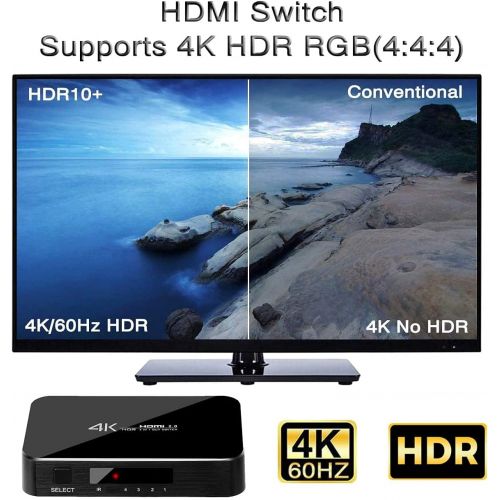  ENBUER HDMI Switch 4X1, 4K Ultra HD HDMI Switcher Support HDMI 2.0 HDCP 2.2, 3D, 1080P, 4Kx2k@60Hz (IR Remote Control)