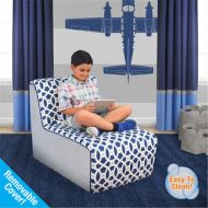 Kangaroo Trading Co. Tween Lounger whandle - Loopy Navy with Pebbles and Navy welt trim
