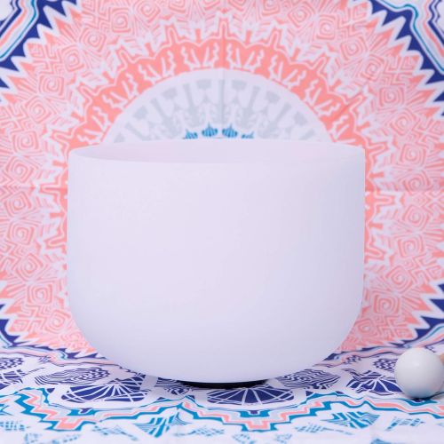  ENERGYSOUND Frosted B Note Crown Chakra Quartz Crystal Singing Bowl 8 inch mallet and o-ring included명상종 싱잉볼