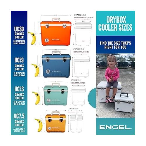  Engel 19qt Leak-Proof, Air Tight, Drybox Cooler and Small Hard Shell Lunchbox for Men and Women