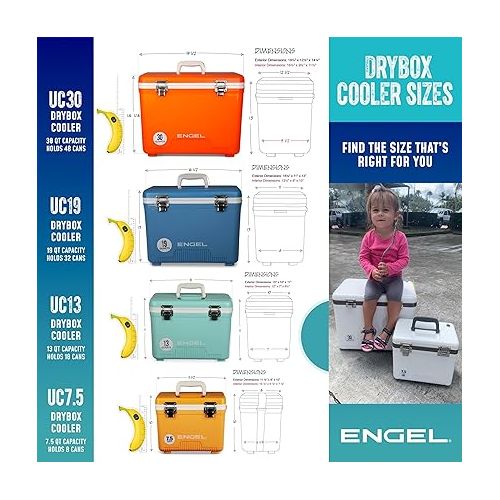  ENGEL 13qt Leak-Proof, Air Tight, Drybox Cooler and Small Hard Shell Lunchbox for Men and Women