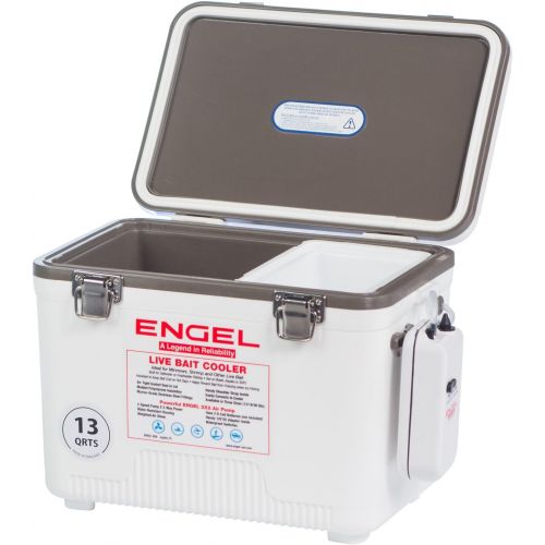  ENGEL Coolers 13 Quart Live Bait Cooler/Dry Box with Air Pump, White