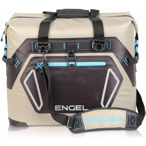  Engel Coolers High Performance 30 Liter Waterproof Soft Sided Cooler Tan Bag with Adjustable Shoulder Strap, Bottle Opener, & Water Resistant Fabric