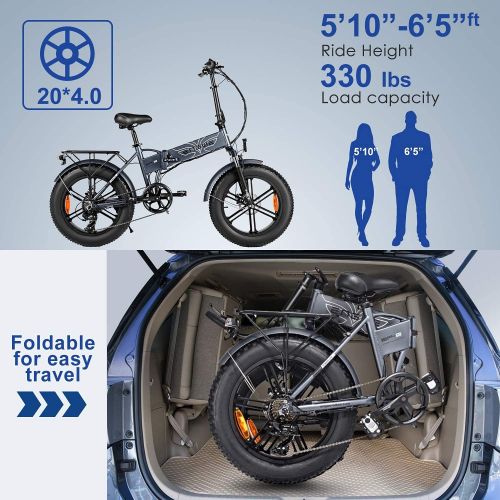  ENGWE 750W Folding Electric Bike for Adults 20 4.0 Fat Tire Mountain Beach Snow Bicycles Aluminum Electric Scooter 7 Speed Gear E-Bike with Detachable Lithium Battery 48V12.8A Up t