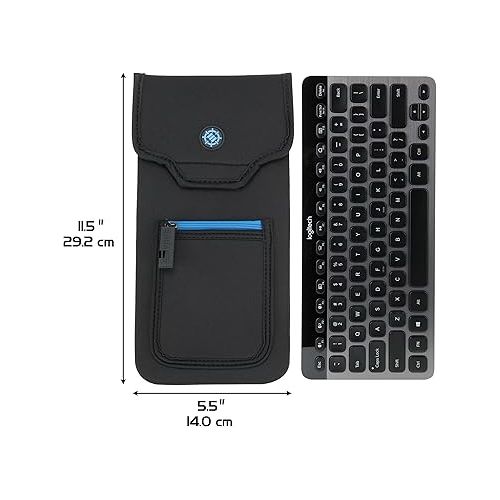  ENHANCE Bluetooth Keyboard Sleeve Case for Logitech K810, Anker, Apple Magic Keyboard (up to 11.5 Inches) with Neoprene Construction, Wireless Mouse Storage & Cable and Charger Pouch