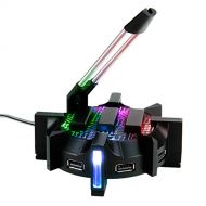 ENHANCE Pro Gaming Mouse Bungee Cable Holder with 4 Port USB Hub - 7 LED Color Modes with RGB Lighting - Wire & Cord Management Support for Improved Accuracy, Stabilized Design for