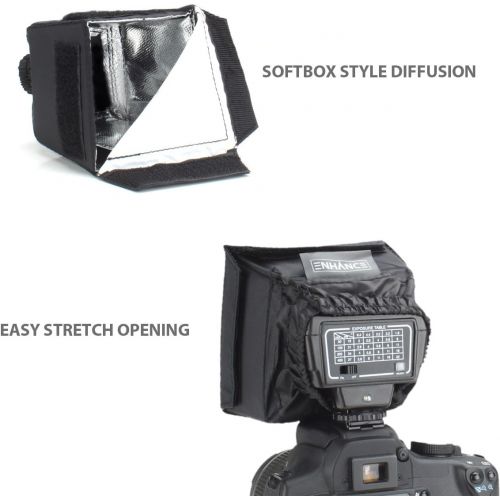  ENHANCE Camera Light Diffuser Softbox for Pop Up and External Speedlites with Foldable, Universal Design, Compatible with Neewer, Altura, Youngnuo and More Speedlite Flashes
