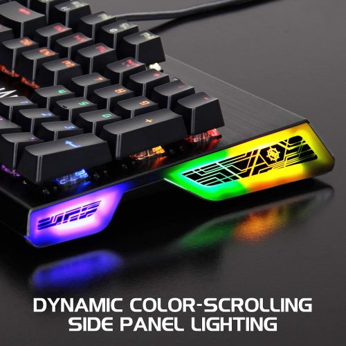  ENHANCE Pathogen Optical Blue Switch Mechanical Keyboard - Gaming Keyboard with Super Fast 0.2ms Response, Water & Dust Resistant, NKRO & Anti-Ghosting, Removable Wrist Rest, Rainb