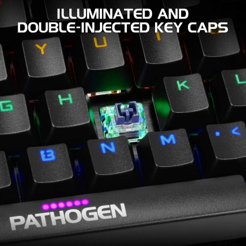  ENHANCE Pathogen Optical Blue Switch Mechanical Keyboard - Gaming Keyboard with Super Fast 0.2ms Response, Water & Dust Resistant, NKRO & Anti-Ghosting, Removable Wrist Rest, Rainb