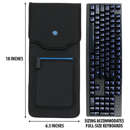  ENHANCE Keyboard Sleeve Travel Case for Full-Size Mechanical and Standard Gaming Esports Keyboards (up to 18 Inches) - Rugged Neoprene Construction, Zipper Mouse Storage and Cable