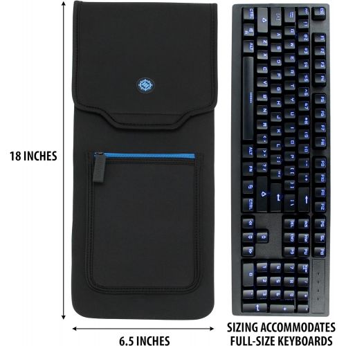  ENHANCE Keyboard Sleeve Travel Case for Full-Size Mechanical and Standard Gaming Esports Keyboards (up to 18 Inches) - Rugged Neoprene Construction, Zipper Mouse Storage and Cable