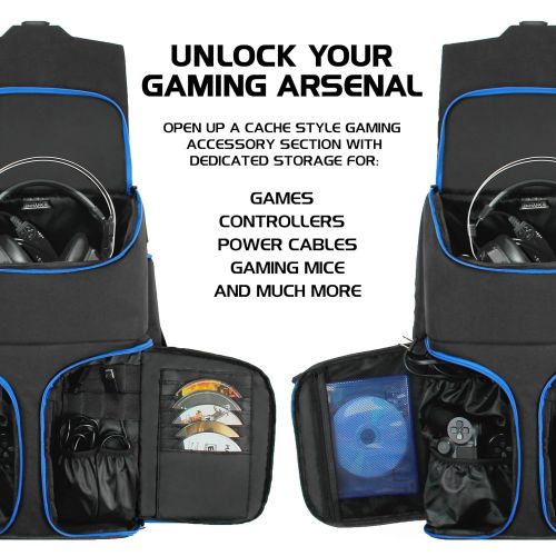  [아마존베스트]ENHANCE Universal Gaming Laptop Backpack and Console Storage Case for PS4 Pro, Xbox One & VR Sytems - Gear Arsenal Storage for Controllers, Headsets, Games, Mice, Keyboards & Acces