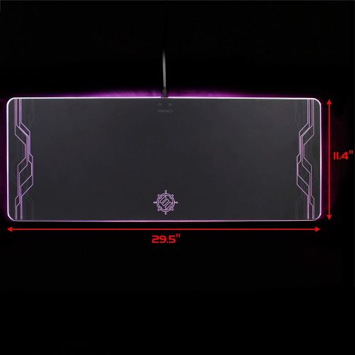  ENHANCE Extra Large LED Gaming Mouse Pad - Hard XXL Desk Mat with 7 RGB Color Modes, High Speed Tracking Surface, Recessed Lighting Controls & Transparent Decals - Extended Pad (29