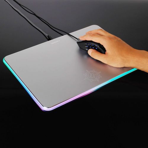  ENHANCE Extra Large LED Gaming Mouse Pad - Hard XXL Desk Mat with 7 RGB Color Modes, High Speed Tracking Surface, Recessed Lighting Controls & Transparent Decals - Extended Pad (29