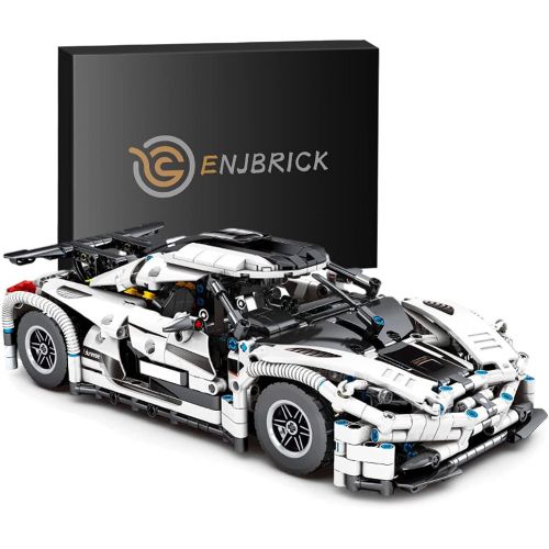  Enjbrick Car Building Kit,Cars Collectible Building Blocks Toy for Adults,1:14 Scale Race Car Model Engineering Toy 1250 Pieces