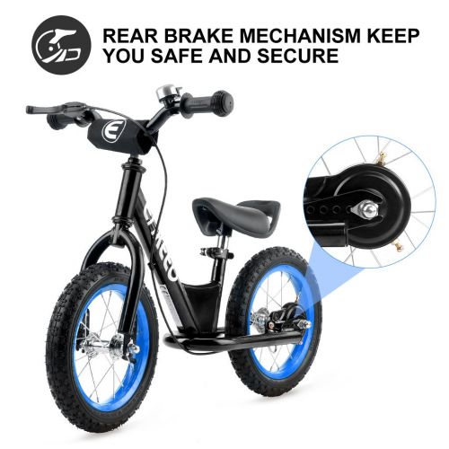  ENKEEO 14 12 inches Sport Balance Bike No Pedal Control Walking Bicycle Transitional Cycling Training Rubber Tires, Adjustable Seat Upholstered Handlebars Kids Toddlers