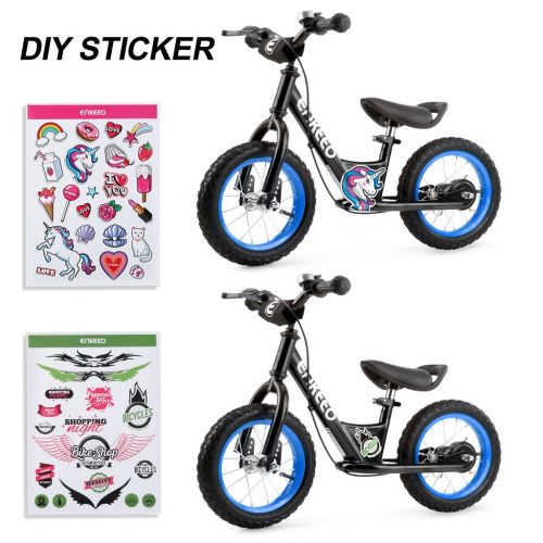  ENKEEO 14 12 inches Sport Balance Bike No Pedal Control Walking Bicycle Transitional Cycling Training Rubber Tires, Adjustable Seat Upholstered Handlebars Kids Toddlers