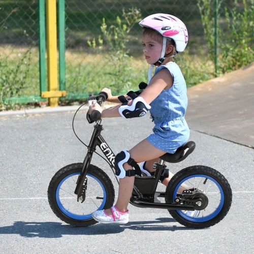  ENKEEO 14 12 inches Sport Balance Bike No Pedal Control Walking Bicycle Transitional Cycling Training Rubber Tires, Adjustable Seat Upholstered Handlebars Kids Toddlers