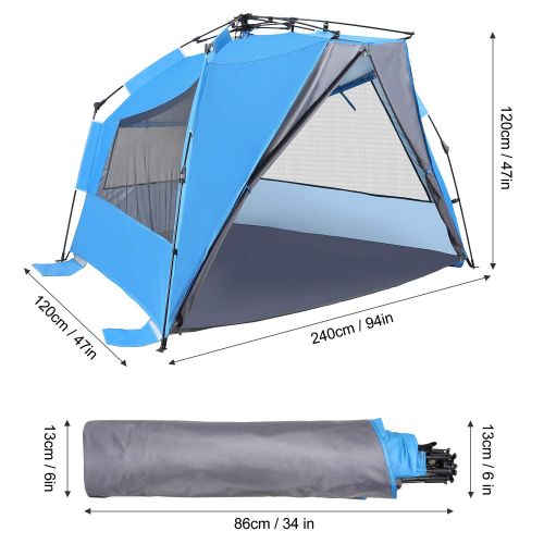  ENKEEO Pop Up Beach Tent, Automatic Easy Set Up Family Tent Instant Sun Shelter, with UPF 50 Plus Sun Protection, Full Privacy Door & Sitting Mat and Carry Bag for Outdoor Camping,