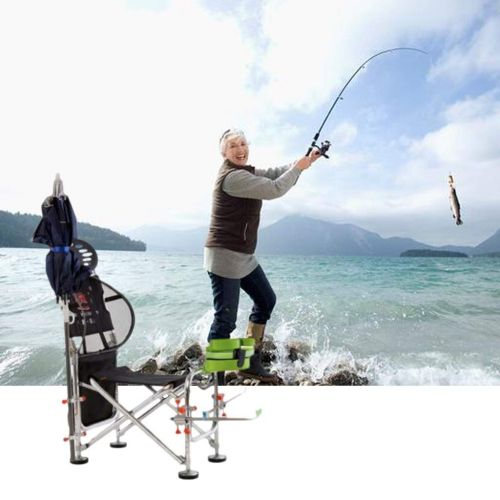  ENKEEO ASD Fishing Chair，Professional Fishing Chair Foldable, 180° Adjustable Reclining Mesh Padded Back,Outdoor Heavy Duty Camping/Picnic/Hiking/Beach Stool, with 1.8m Sunshade Umbrella