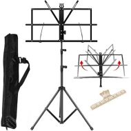 2-in- 1 Music Stand Portable Folding Sheet Music Stand Adjustable Music Sheet Clip Professional Music Sheet Holder with Carry Bag (Pack of 1)