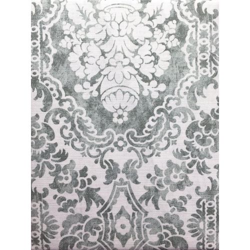  ENVOGUE Fabric Tablecloth 60 x 102 Inches Victorian Floral Scroll Medallion Pattern in Gray/Green on White Home 100% Cotton