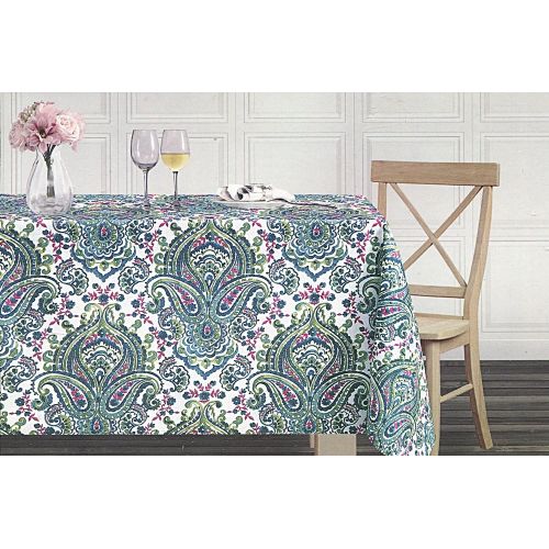  ENVOGUE Jeweltone Paisley Medallion Tablecloth, 60-by-120 Inch Oblong Rectangular