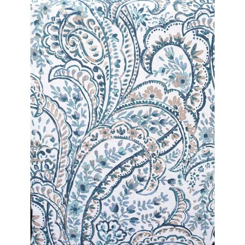  ENVOGUE Tablecloth Fabric Floral Paisley Medallion Pattern in Shades of Blue and Beige on White, 100% Cotton, Home - 60 Inches by 120 Inches