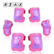eNilecor Knee Pads for Kids, Kids Knee and Elbow Pads Wrist Guards Protective Gear 3 in 1 Set for Roller Skates Cycling BMX Bike Skateboard Inline Skatings Scooter (Purple/Pink,M)