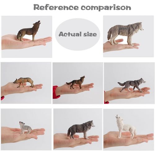  EOIVSH 8 PCS Wild Animal Wolf Toys, Realistic Forest Animal Wolf Figures Toy Set, Educational Preschool Wolf Playset Model Figurines for Collection, Gift, Cake Topper