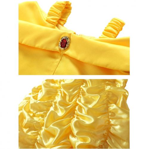  EONDEAR Little Girls Princess Belle Costume Halloween Layered Fancy Dress Yellow
