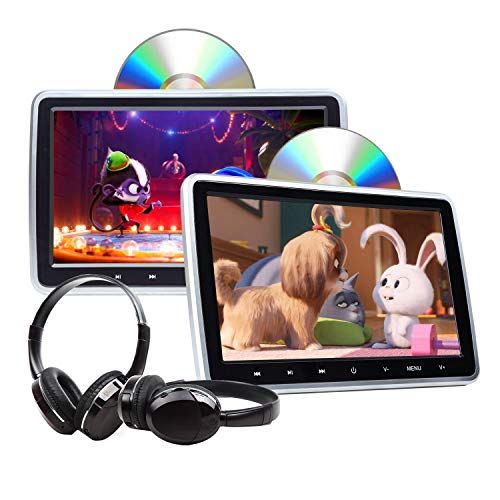  EONON 2021 Autumn New Headrest DVD Player 10.1 Inch DVD Player Universal Vehicle Headrest Monitor Portable DVD Player for Kids Dual Screen Headrest DVD Player Digital Touch Button HDMI-C