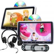 [아마존베스트]2021 Newest Headrest DVD Player Car DVD Player 10.1 Dual Car DVD Players with 2 Headphones Eonon C1100A for Kids Support Same/Different Video Playing/AV Out & in HDMI USB SD Port T