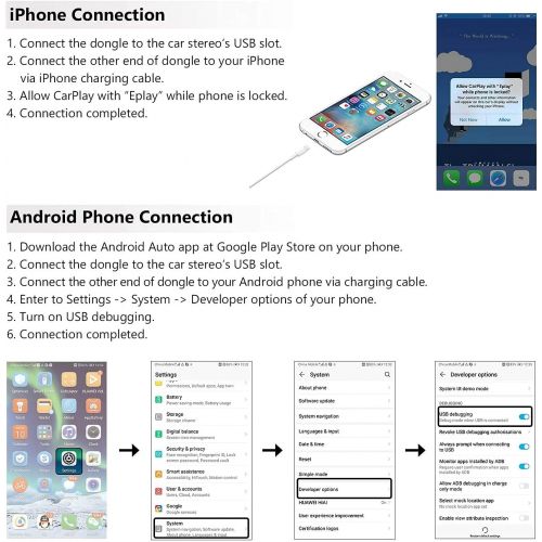  Eonon A0585 USB Dongle Android Auto and Car Play Autoplay for Eonon Android 10/ 8.0/8.1/9.0 Car Radio GA93 Car Stereo and GA9465,GA9480A,GA9453,GA9463,GA9451,GA9449 Etc.