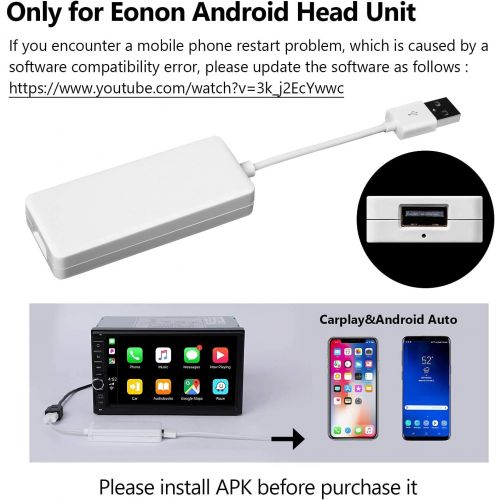  Eonon A0585 USB Dongle Android Auto and Car Play Autoplay for Eonon Android 10/ 8.0/8.1/9.0 Car Radio GA93 Car Stereo and GA9465,GA9480A,GA9453,GA9463,GA9451,GA9449 Etc.