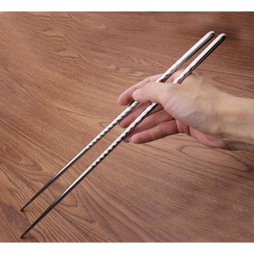  [아마존베스트]EORTA 3 Pairs Cooking Chopsticks 15.2 Inch Extra Long Stainless Steel Chopsticks with Anti-slip Threaded for Hot Pot, Cooking, Frying, Noodle Chopsticks, Dishwasher Safe, Silvery