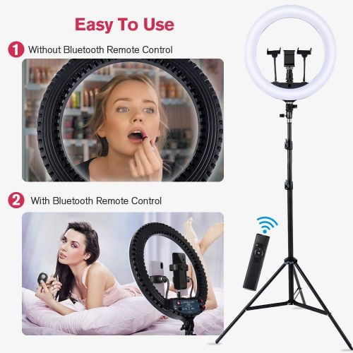  [아마존베스트]EOTO LIGHT 18 inch LED Ring Light with Tripod Stand Dimmable Makeup Selfie Ring Light for Studio Portrait YouTube Vlog Video Shooting with Carrying Bag and Remote Controller