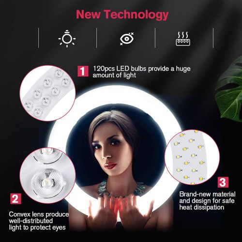  [아마존베스트]EOTO LIGHT 18 inch LED Ring Light with Tripod Stand Dimmable Makeup Selfie Ring Light for Studio Portrait YouTube Vlog Video Shooting with Carrying Bag and Remote Controller