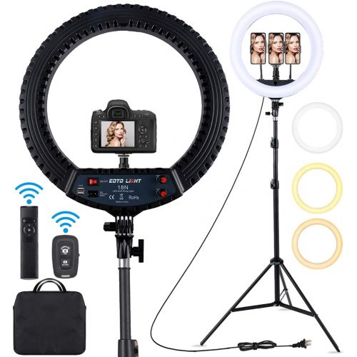  [아마존베스트]EOTO LIGHT 18 inch LED Ring Light with Tripod Stand Dimmable Makeup Selfie Ring Light for Studio Portrait YouTube Vlog Video Shooting with Carrying Bag and Remote Controller