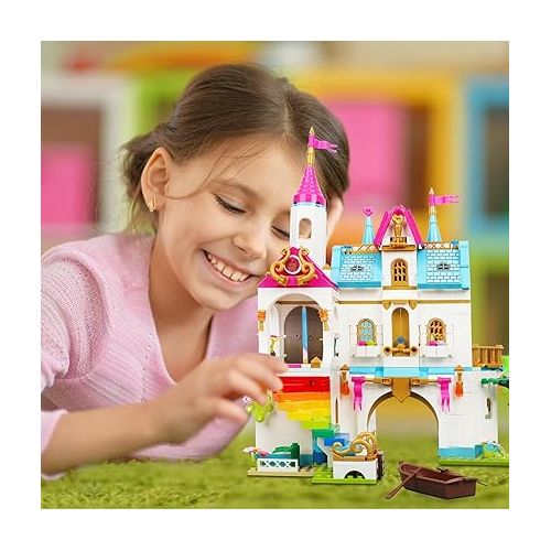  Friends Heartlake Castle Building Blocks Set, Girls Princess Castle Palace Building Bricks Kit, Educational STEM Toy Playset Creative Birthday Gift for Kids, Girls Aged 6+ (577 Pieces)