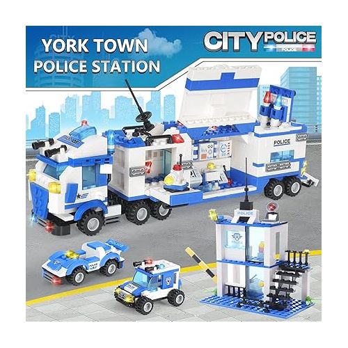  EP EXERCISE N PLAY SWAT City Police Station Building Blocks Toys, with Anti-Terrorism Police Command Center Truck, Police Station and Cop Cars for Boys Kids Construction Toys 776 Pieces