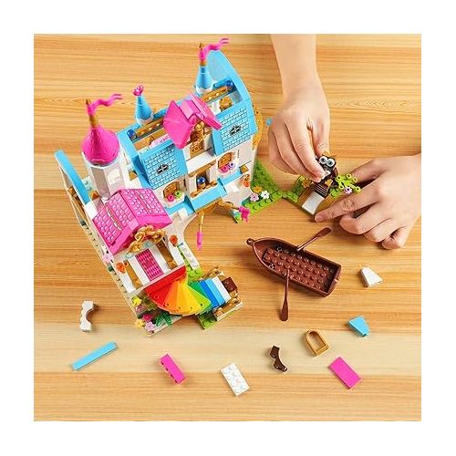  EP EXERCISE N PLAY Building Toy Deluxe Brick for Ages 6-12 Girls Boys,Princess Leah Lake Rainbow Castle Building Kit Castle Toy House Toys,Creative Building Toys,Recreat