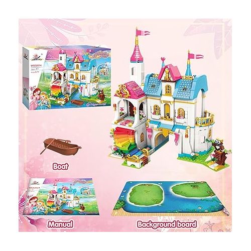  EP EXERCISE N PLAY Building Toy Deluxe Brick for Ages 6-12 Girls Boys,Princess Leah Lake Rainbow Castle Building Kit Castle Toy House Toys,Creative Building Toys,Recreat