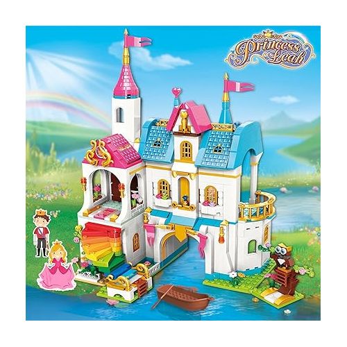  EP EXERCISE N PLAY Building Toy Deluxe Brick for Ages 6-12 Girls Boys,Princess Leah Lake Rainbow Castle Building Kit Castle Toy House Toys,Creative Building Toys,Recreat