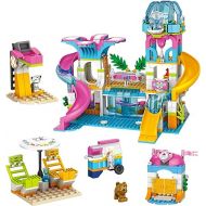 Friends Summer Fun Water Park Building Set Featuring Ice-Cream Cart, Shower Room, Beach Chairs and Lifeguard Stand, STEM Toy Roleplay Gift for Kids Boys Girls Aged 6-12 (875 Pieces)