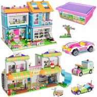 Friends House Building Toy Set for Girls, Friends Family House Supermarket Building Kit with Storage Box, Creative Roleplay Building Blocks Toy Gifts for Kids Boys Girls Aged 6-12 (1657 Pieces)