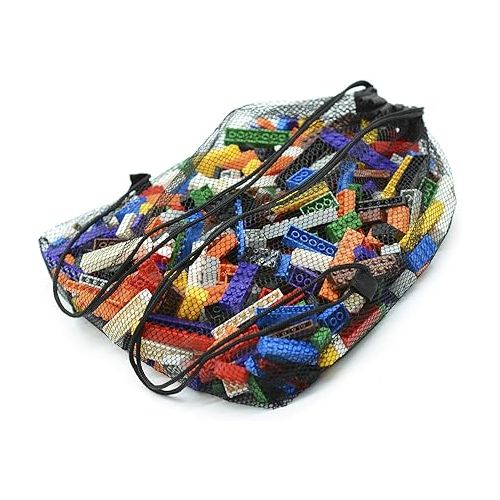  Exercise N Play 560 Piece Building Bricks Kit with Wheels, Tires, Axles, Windows and Doors Pieces - Classic Colors - Compatible with All Major Brands Include Mesh Bag