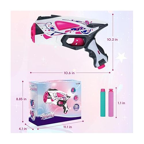  Soft Bullet Toy Blaster, with 8-Dart in Rotating Barrel, 20 Pcs Soft Foam Darts, and Bolt-Action Priming, Toy Foam Blaster for Girl, Boys, Kids and Teens Outdoor Toys Xmas Birthday Gifts