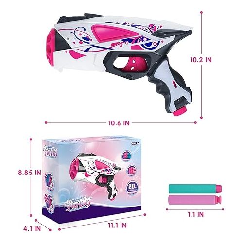  Toy Foam Blaster,Pink Dart Blaster Toy with 20 EVA Soft Foam Bullets and 8-Dart Rotating Drum,Kids Outdoor Shooting Toys Christmas Birthday Gifts for Girls Ages 8+ Years Old