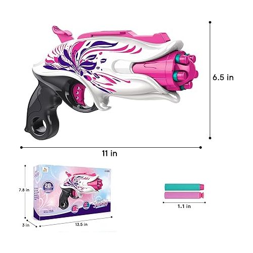  Pink Toy Foam Explosive Dart Toy with 8 Shooting Holes and 20 Bullets,Outdoor Shooting Toy for Children,Christmas Birthday Gift for Girls Over 8 Years Old